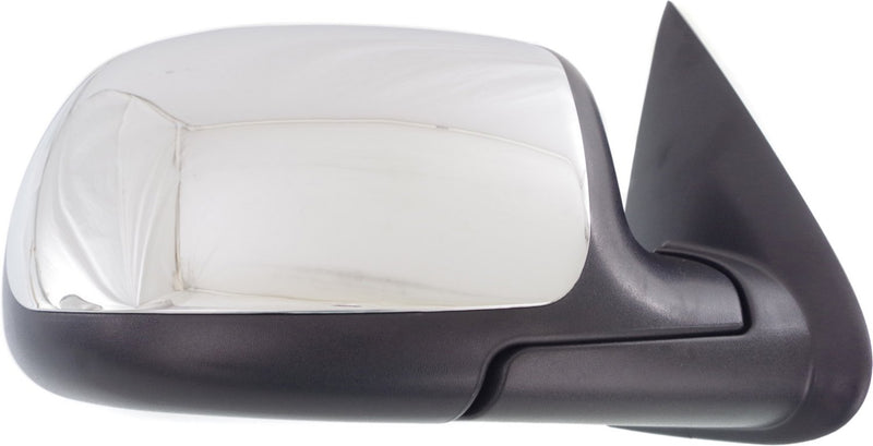 Driver and Passenger Side Non-Towing Mirrors, Manual Adjust, Manual Folding, Non-Heated, Chrome, Without Signal Light, Without memory, Without Puddle Light, Without Auto-Dimming | GM1320208,GM1321208