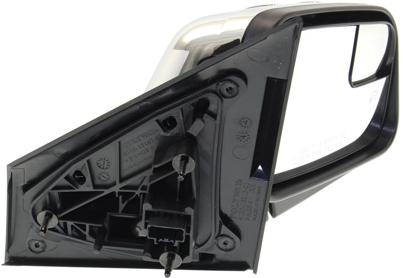 Driver and Passenger Side Mirrors, Power, Manual Folding, Heated, Chrome, Without Signal Light, Without memory, With Puddle Light, Without Auto-Dimming, With Blind Spot Glass | FO1321471,FO1320471