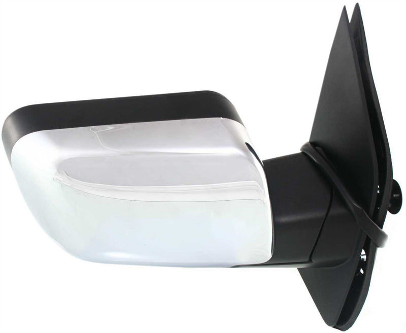 Driver and Passenger Side Mirrors, Power, Heated, Manual Folding, Chrome, without Signal Light, without Memory, without Puddle Light, Black Base | NI1320172,NI1321172