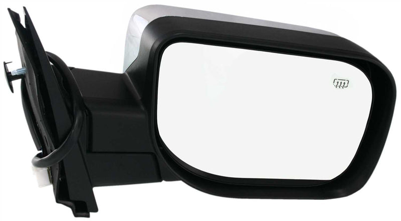 Driver and Passenger Side Mirrors, Power, Heated, Manual Folding, Chrome, without Signal Light, without Memory, without Puddle Light, Black Base | NI1320172,NI1321172