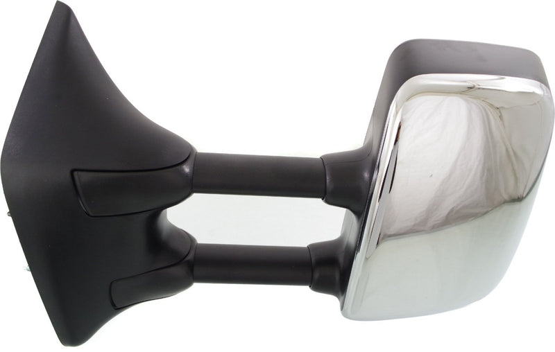 Driver and Passenger Side Towing Mirrors, Power, Heated, Manual Folding, Chrome, without Memory, Black Base | NI1320202,NI1321202