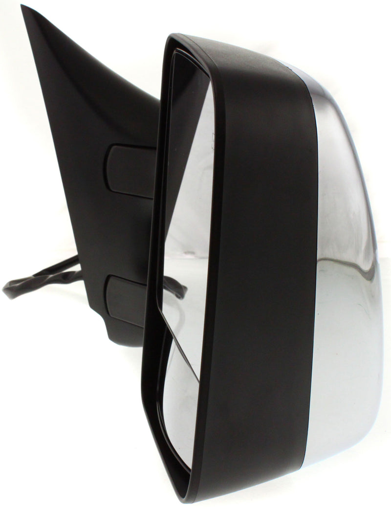 Driver and Passenger Side Towing Mirrors, Power, Heated, Manual Folding, Chrome, without Memory, Black Base | NI1320202,NI1321202