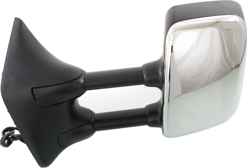 Driver and Passenger Side Towing Mirrors, Power, Heated, Manual Folding, Chrome, with Memory, Black Base, Extends 4 Inches, | NI1320204,NI1321204