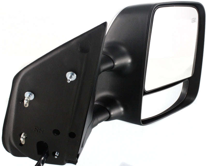 Driver and Passenger Side Towing Mirrors, Power, Heated, Manual Folding, Chrome, with Memory, Black Base, Extends 4 Inches, | NI1320204,NI1321204
