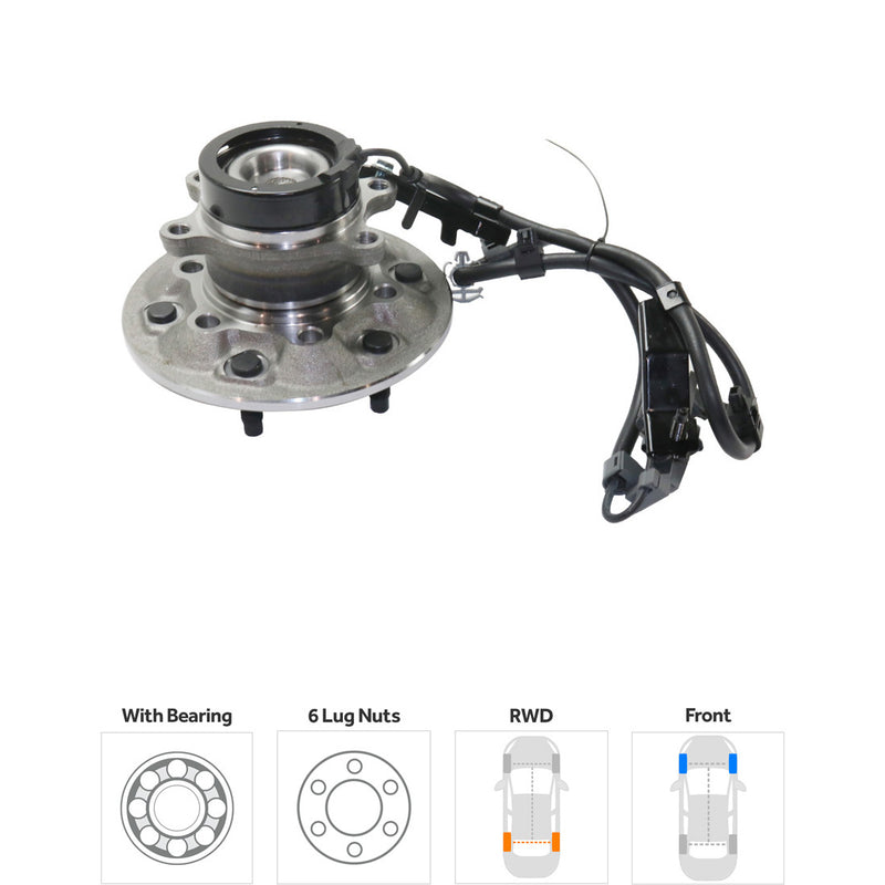 Front Driver And Passenger Side Wheel Hubs With Bearing 50-Teeth Tone Ring; 5.5 In. Abs Tone Ring Diameter
