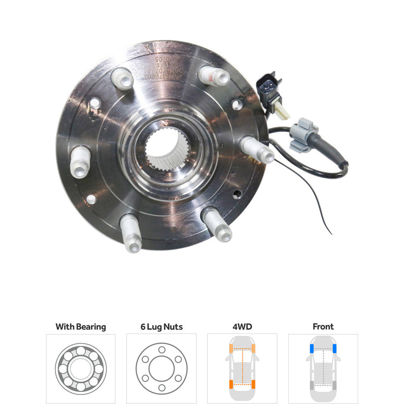 Front and Rear Driver and Passenger Side Wheel Hubs With Bearing With Sensor