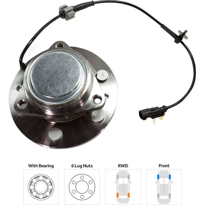 Front Driver and Passenger Side Wheel Hubs With Bearing Rear Wheel Drive
