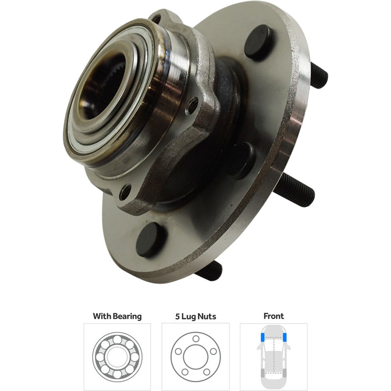Front Driver and Passenger Side Wheel Hubs With Bearing With Sensor