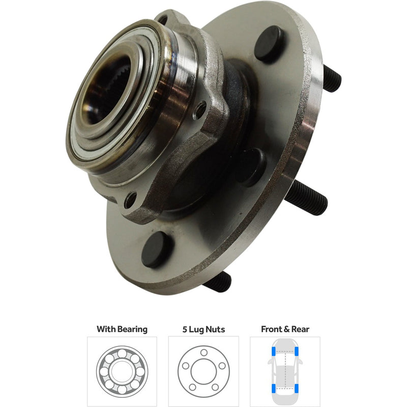 Front Driver and Passenger Side Wheel Hubs With Bearing With Sensor