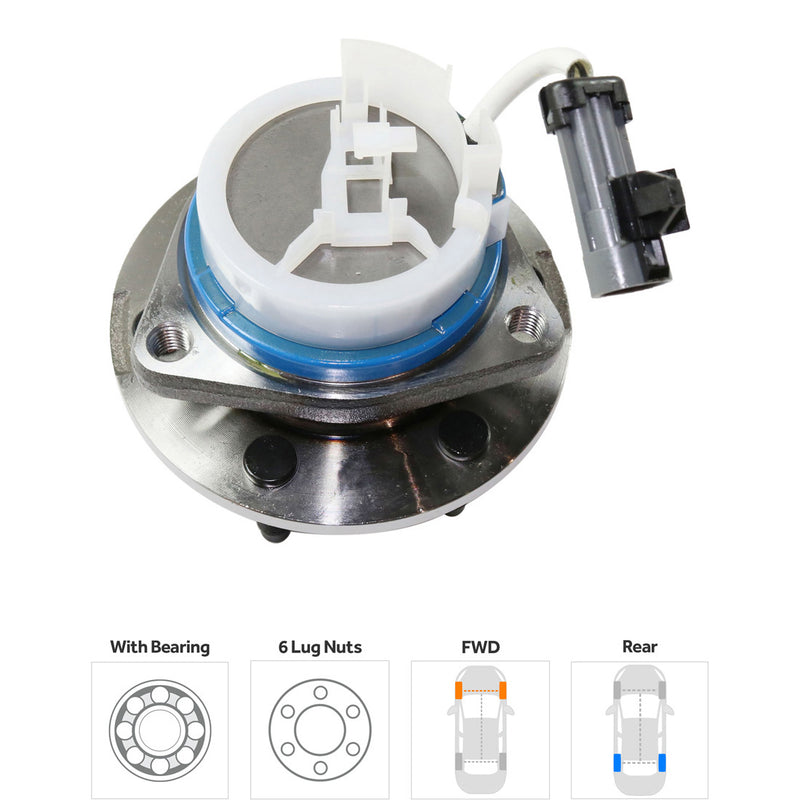 Rear Driver and Passenger Side Wheel Hubs With Bearing With Sensor 3-Hole Triangular Flange