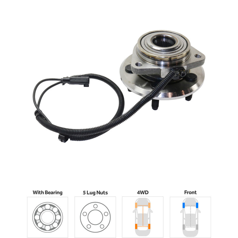 Front Driver and Passenger Side Wheel Hubs With Bearing With Sensor