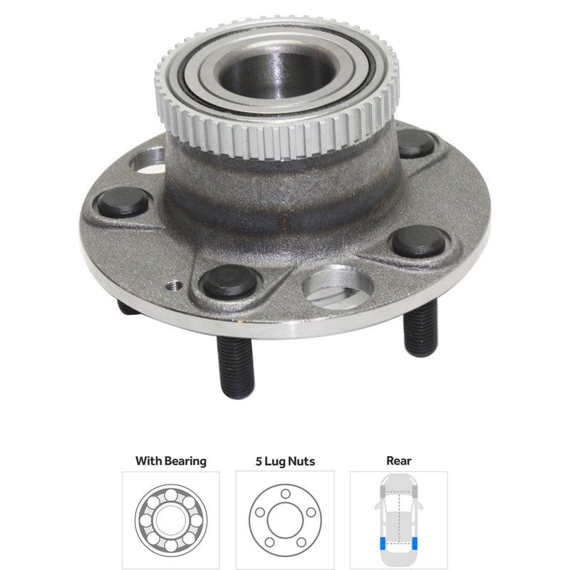 Rear, Driver or Passenger Side Wheel Hub, With Bearing, 5 x 4.5 in. Bolt Pattern