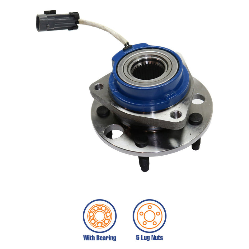 Front Driver and Passenger Side Wheel Hubs with Bearing with Sensor