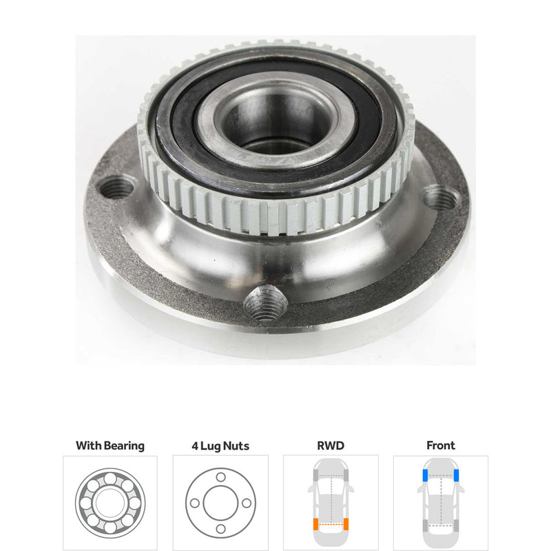 Front Driver and Passenger Side Wheel Hubs With Bearing 2.83 in. ABS Tone Ring Diameter