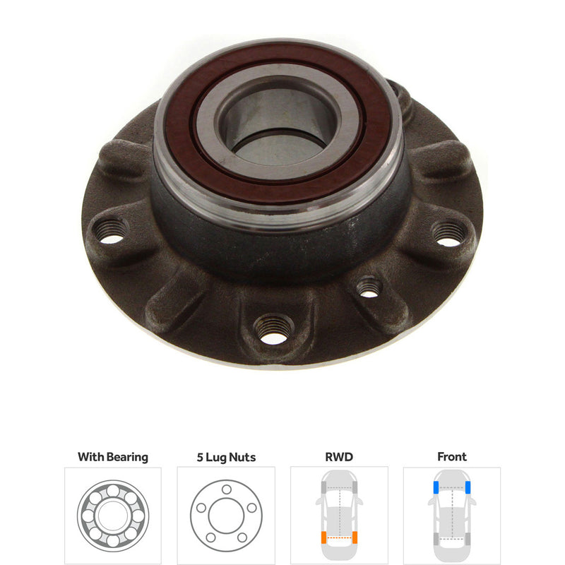 Front Driver and Passenger Side Wheel Hubs With Bearing Rear Wheel Drive