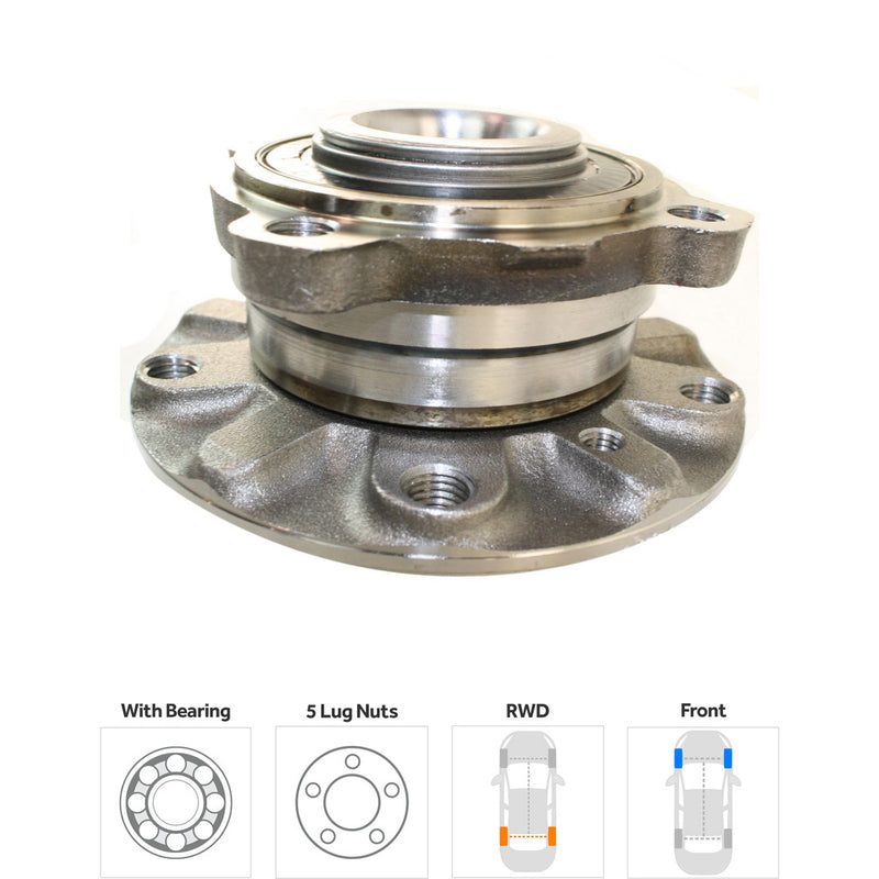 Front Driver and Passenger Side Wheel Hubs With Bearing Rear Wheel Drive