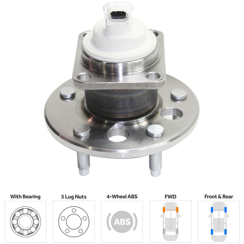 Rear Driver and Passenger Side Wheel Hubs With Bearing With Sensor 4-Wheel ABS Front Wheel Drive
