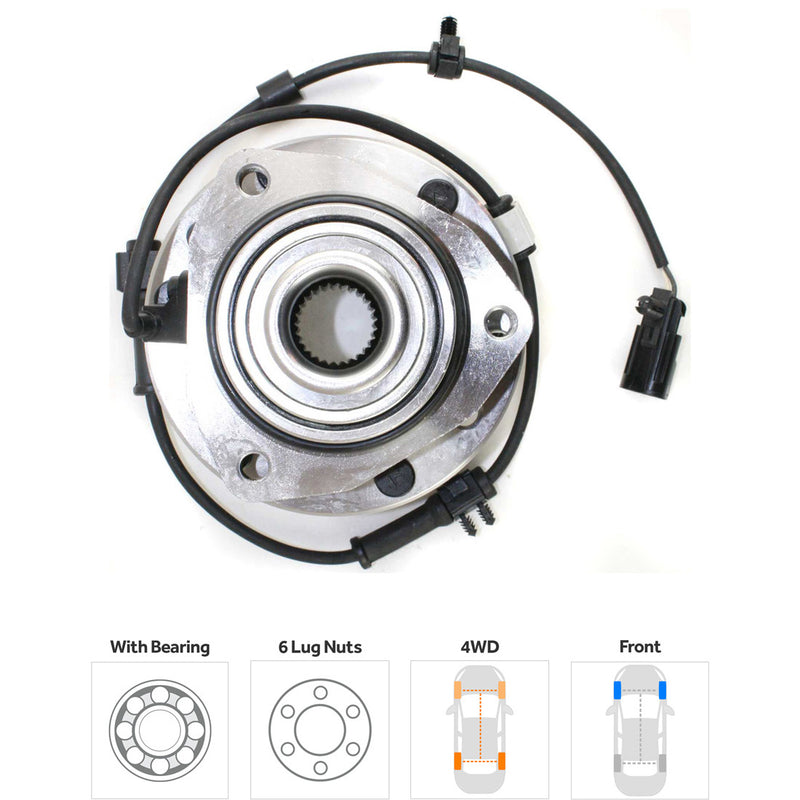 Front Driver and Passenger Side Wheel Hub With Bearing With Sensor