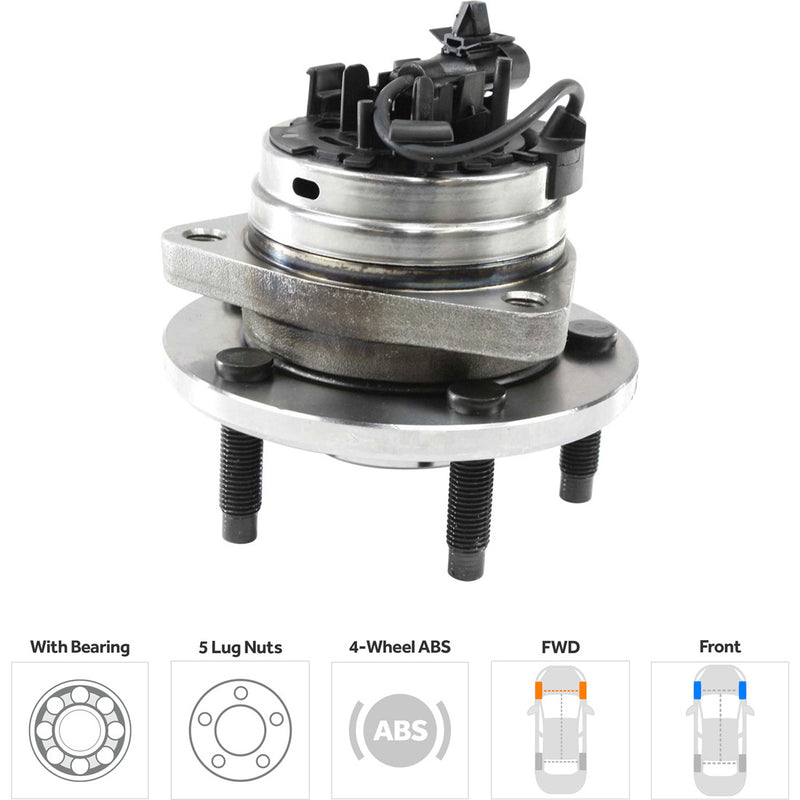 Front and Rear Driver and Passenger Side Wheel Hubs With Bearing With Sensor