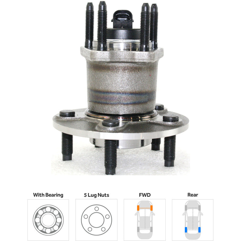 Front and Rear Driver and Passenger Side Wheel Hubs With Bearing With Sensor