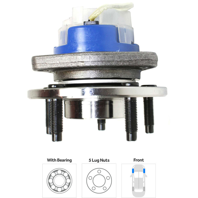 Front Driver and Passenger Side Wheel Hubs With Bearing With Sensor