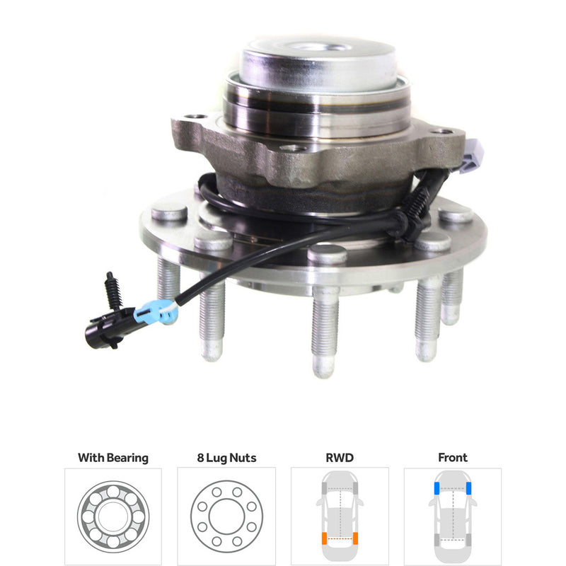 Front Driver and Passenger Side Wheel Hubs With Bearing With Sensor