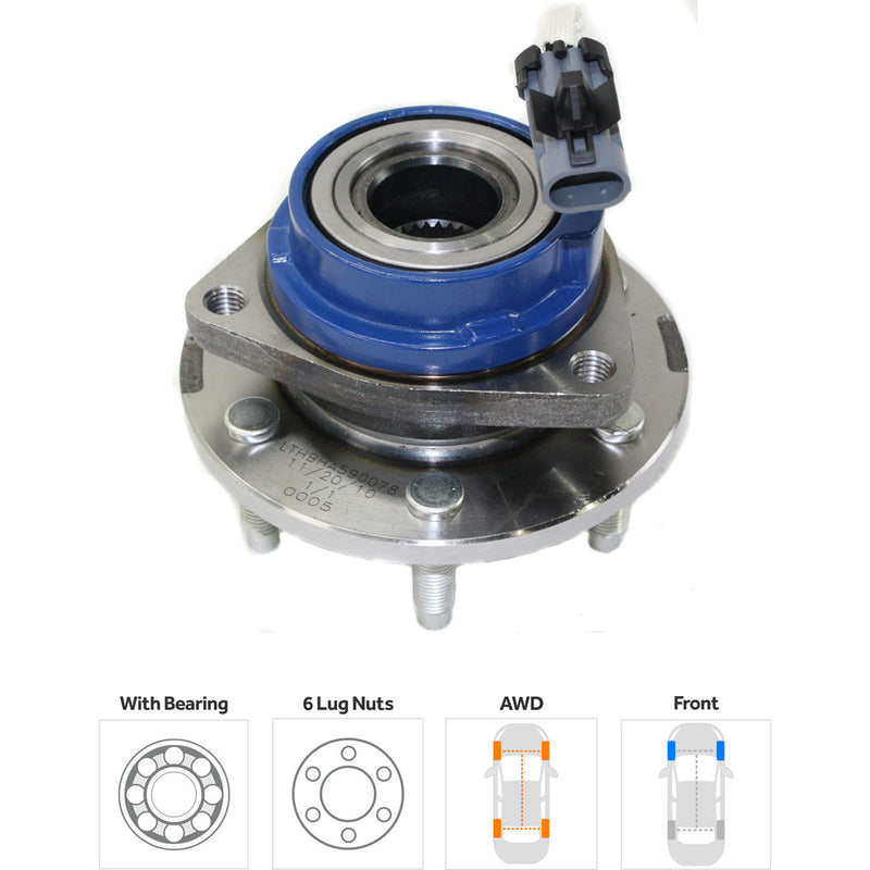 Front Driver and Passenger Side Wheel Hubs With Bearing With Sensor All Wheel Drive