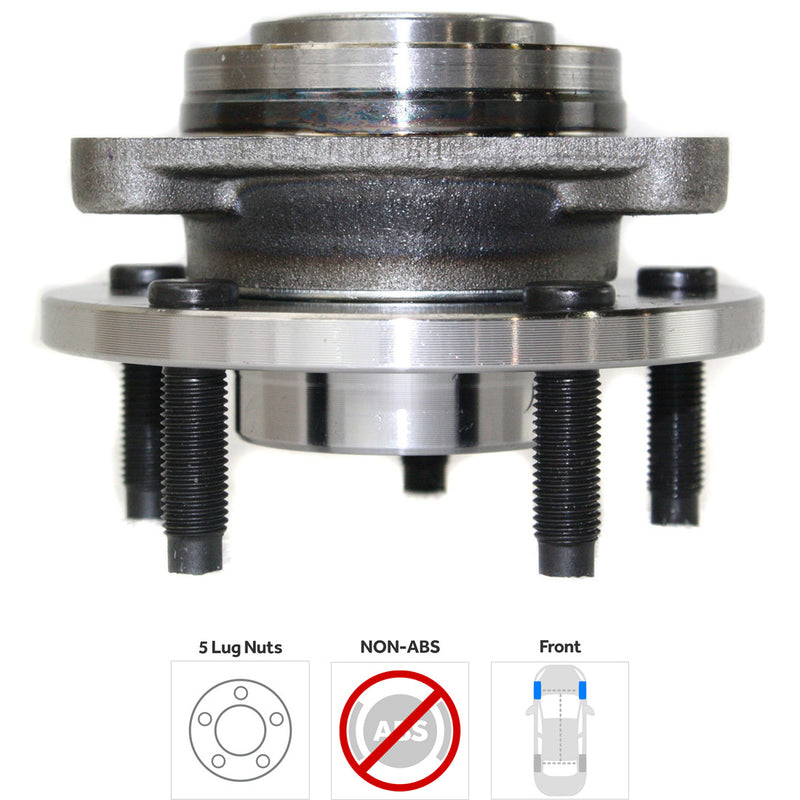 Front Driver and Passenger Side Wheel Hubs With Bearing Non-ABS