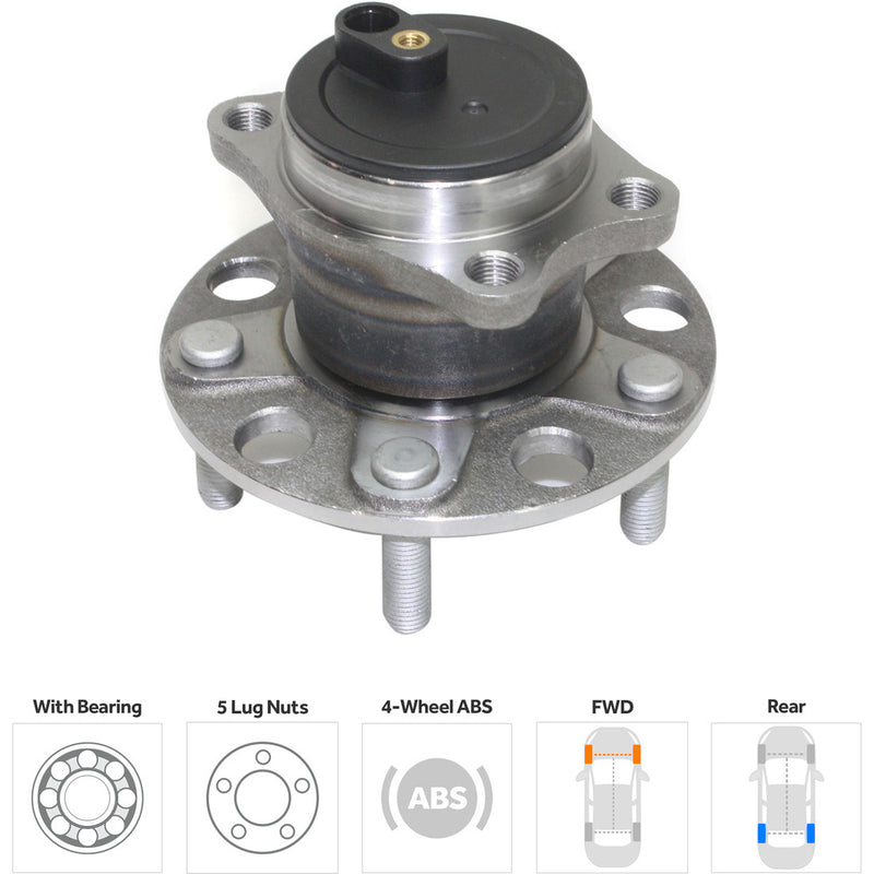 Rear Driver and Passenger Side Wheel Hubs With Bearing Front Wheel Drive