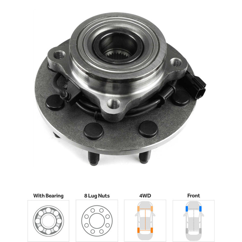 Front Driver and Passenger Side Wheel Hubs With Bearing With Sensor Four Wheel Drive