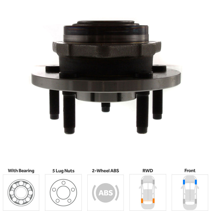 Front Driver and Passenger Side Wheel Hubs With Bearing w/o Sensor
