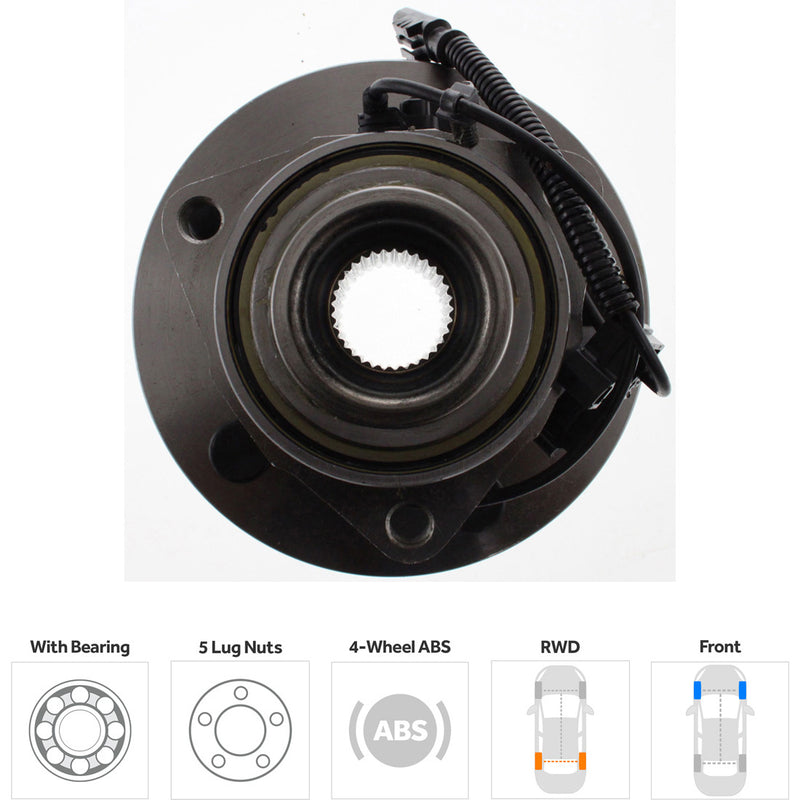 Front Driver and Passenger Side Wheel Hubs With Bearing With Sensor
