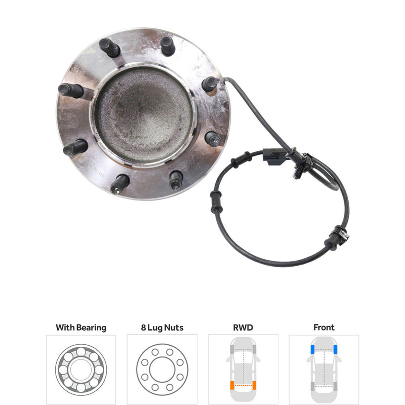 Front Driver and Passenger Side Wheel Hubs With Bearing With Sensor