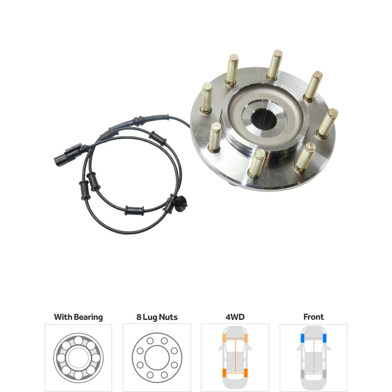 Front Driver and Passenger Side Wheel Hubs With Bearing With Sensor