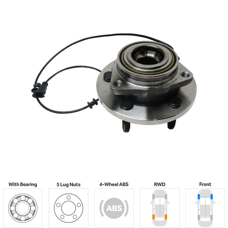 Front Driver and Passenger Side Wheel Hubs With Bearing With Sensor