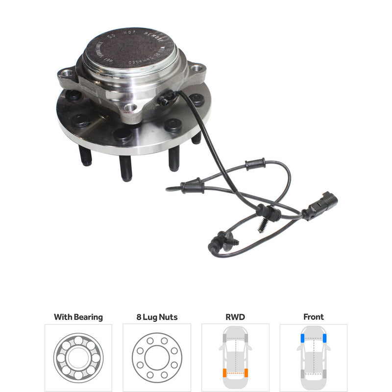 Front Driver and Passenger Side Wheel Hubs With Bearing With Sensor Rear Wheel Drive