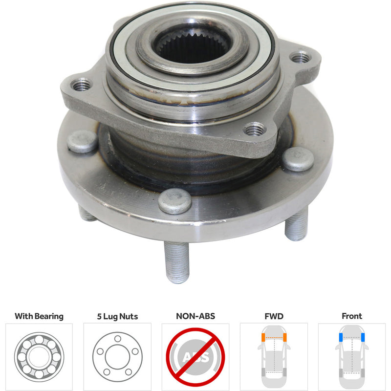 Front Driver and Passenger Side Wheel Hubs With Bearing Non-ABS