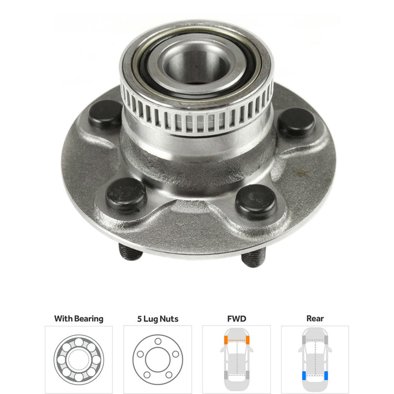 Rear Driver and Passenger Side Wheel Hubs With Bearing 2.76 in. ABS Tone Ring Diameter