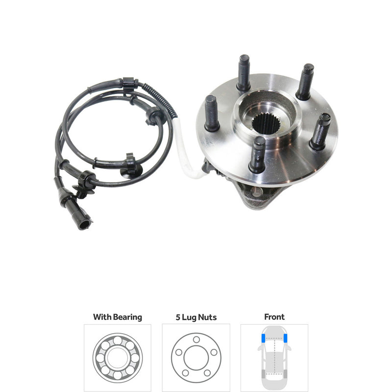 Front Driver and Passenger Side Wheel Hubs With Bearing With Sensor