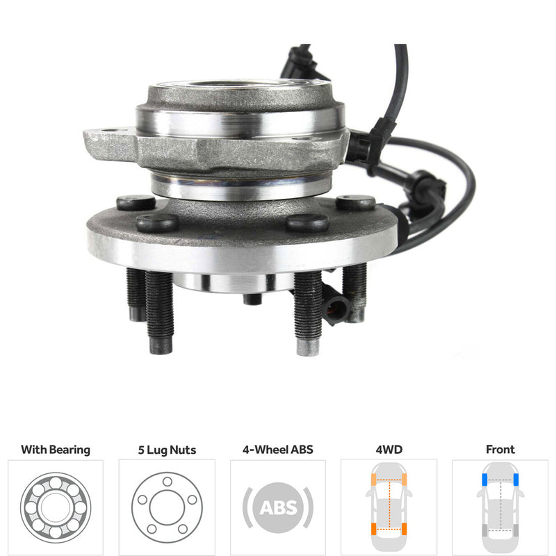 Front Driver and Passenger Side Wheel Hubs With Bearing With Sensor Four Wheel Drive