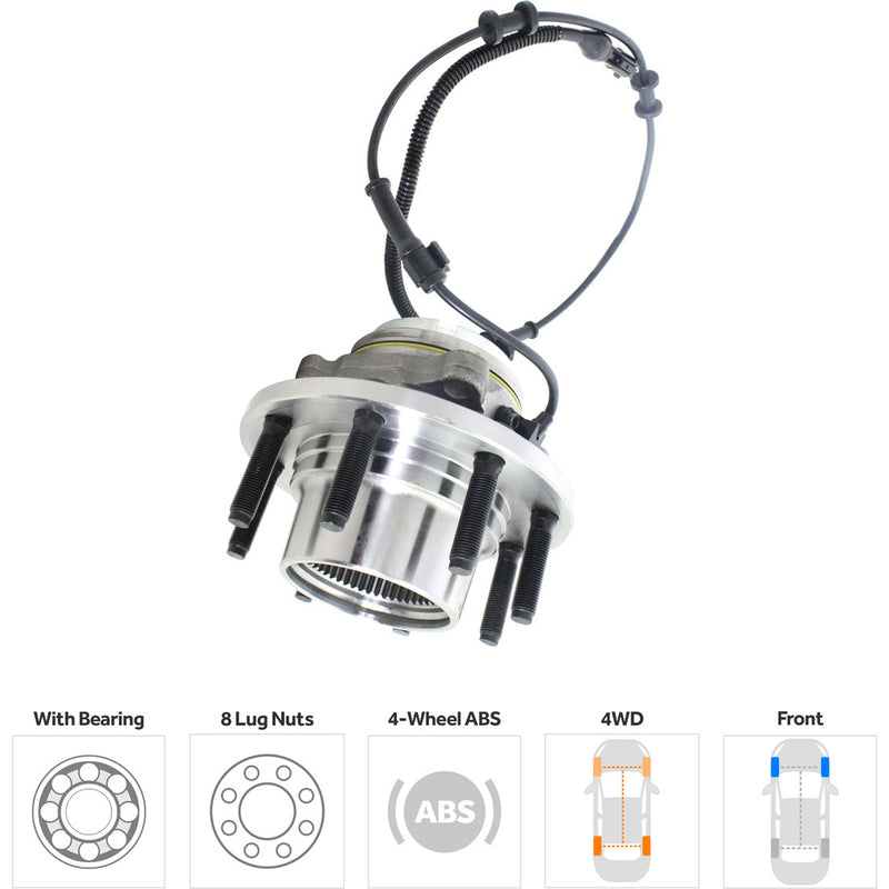Front Driver and Passenger Side Wheel Hubs With Bearing With Sensor Four Wheel Drive