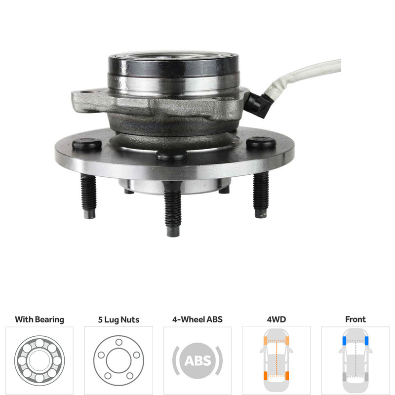 Front Driver and Passenger Side Wheel Hubs With Bearing With Sensor Four Wheel Drive