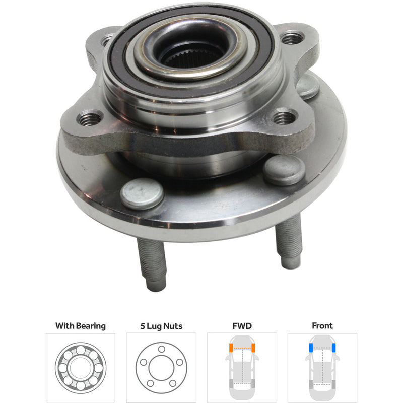 Front Driver and Passenger Side Wheel Hubs With Bearing