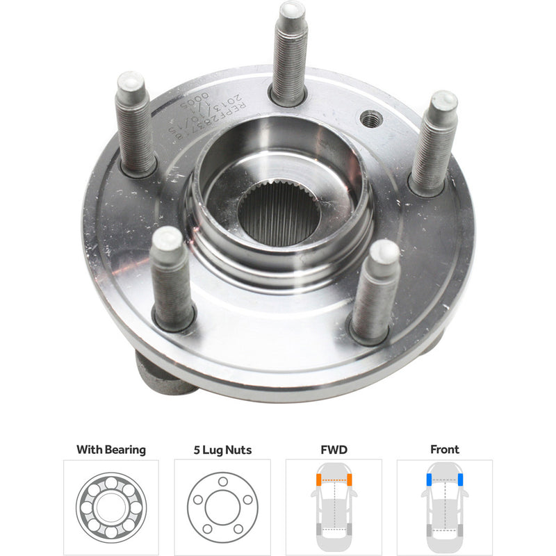Front and Rear Driver and Passenger Side Wheel Hubs With Bearing All Wheel Drive