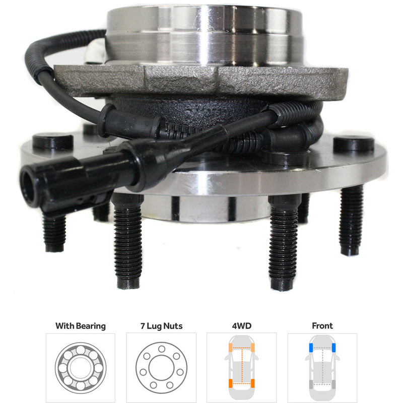 Front Driver and Passenger Side Wheel Hubs With Bearing With Sensor