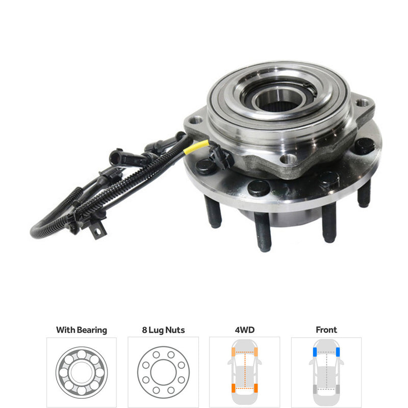 Front Driver and Passenger Side Wheel Hubs With Bearing With Sensor Four Wheel Drive