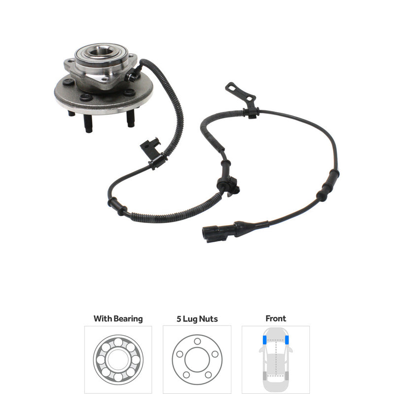 Front Driver and Passenger Side Wheel Hubs With Bearing With Sensor