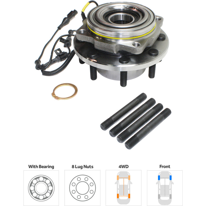 Front Driver and Passenger Side Wheel Hubs With Bearing With Sensor