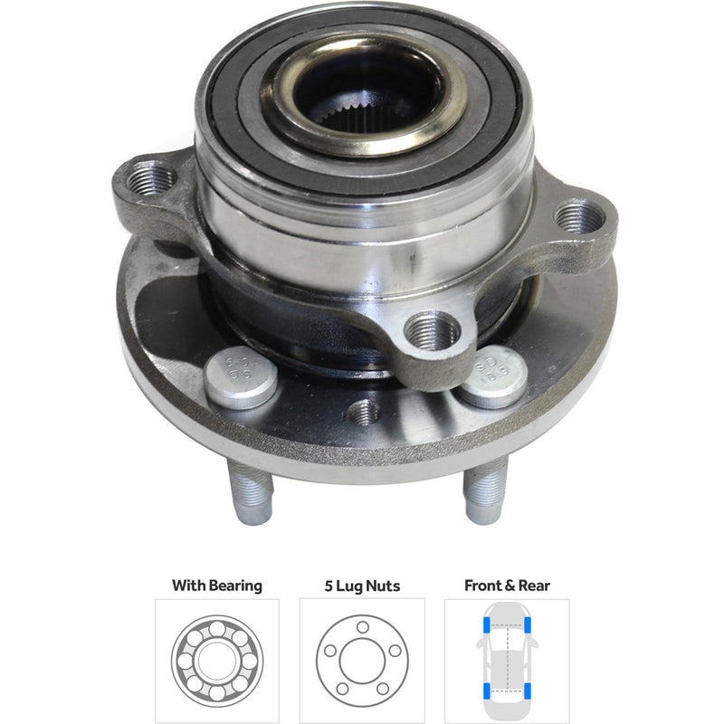Front and Rear Driver and Passenger Side Wheel Hubs With Bearing