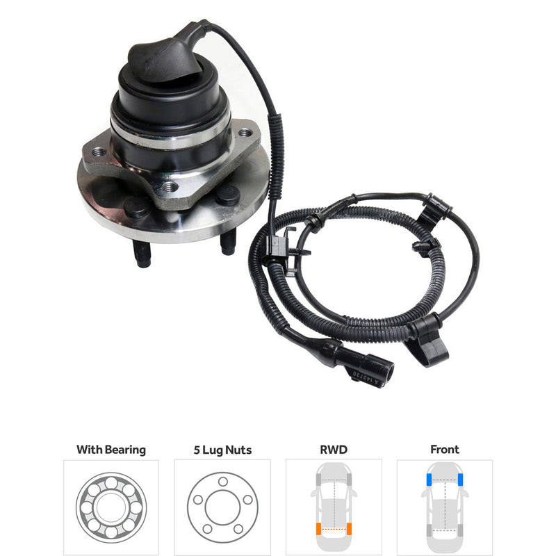 Front Driver and Passenger Side Wheel Hubs With Bearing With Sensor